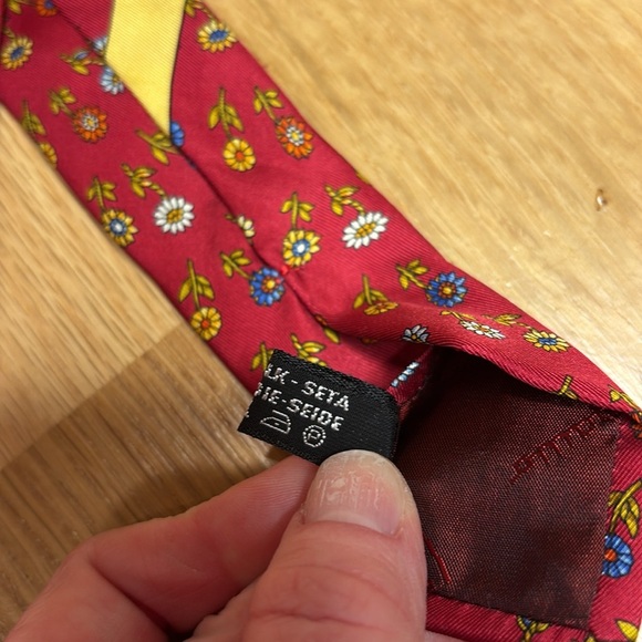 Vtg Ferragamo Necktie 100% Silk Floral - Picture 6 of 6
